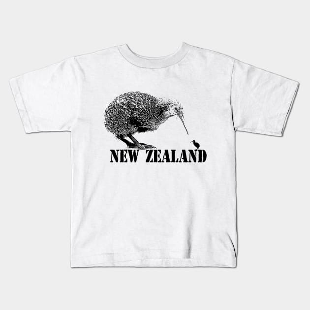 new zealand, kiwi bird Kids T-Shirt by hottehue